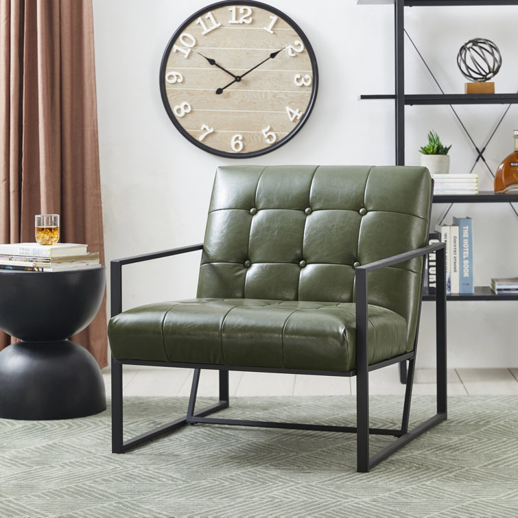 Leather best sale armchair grey